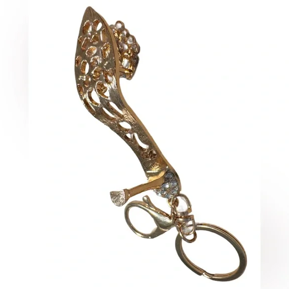 Red & Gold High Heel Blingy Bag Charm - Picture 3 of 3